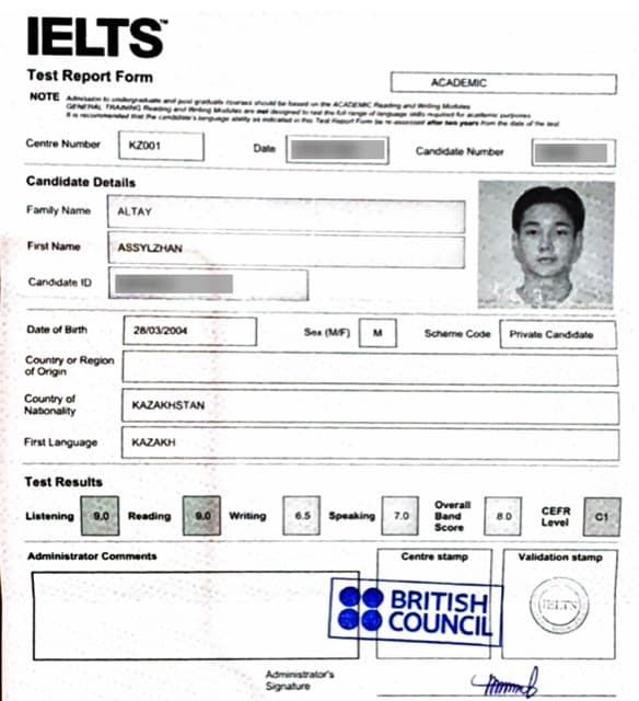IELTS certificate — ielts.gg student